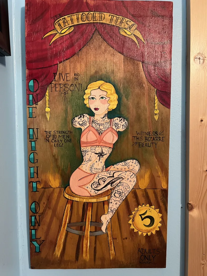Vintage-style tattoo wall art