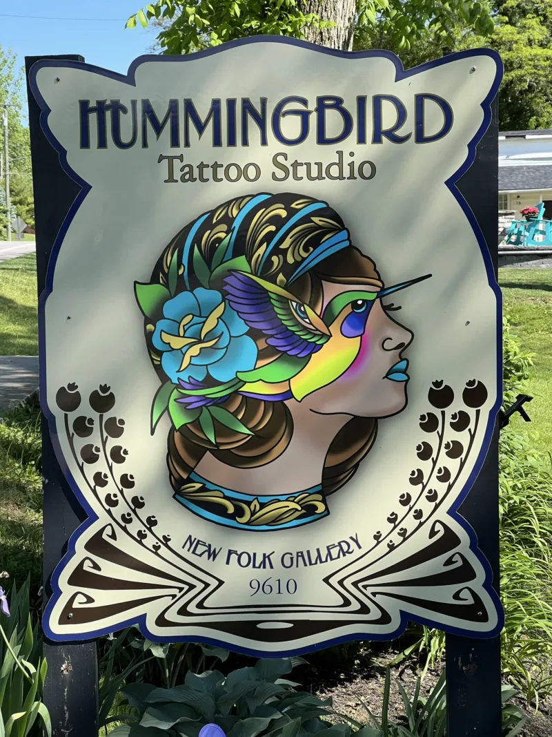 Hummingbird Tattoo Studio sign