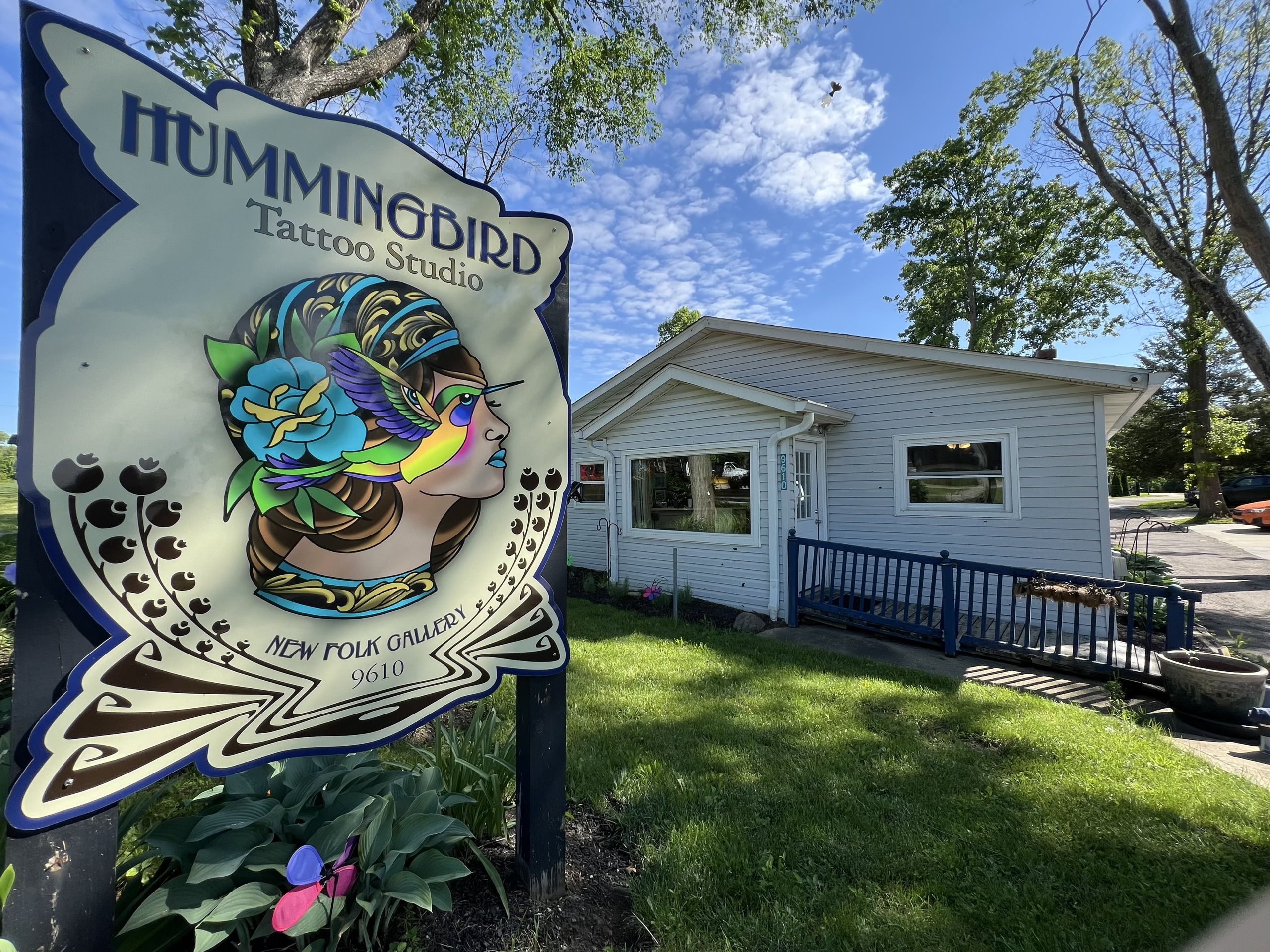Hummingbird Tattoo Studio exterior and sign