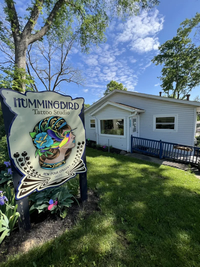 Hummingbird Tattoo Studio exterior and sign